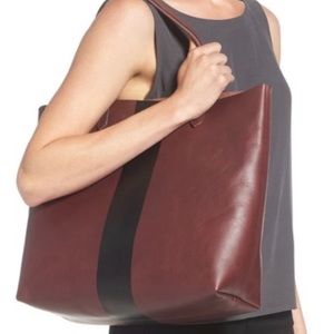 Madewell Maroon and Black Stripe Transport Tote